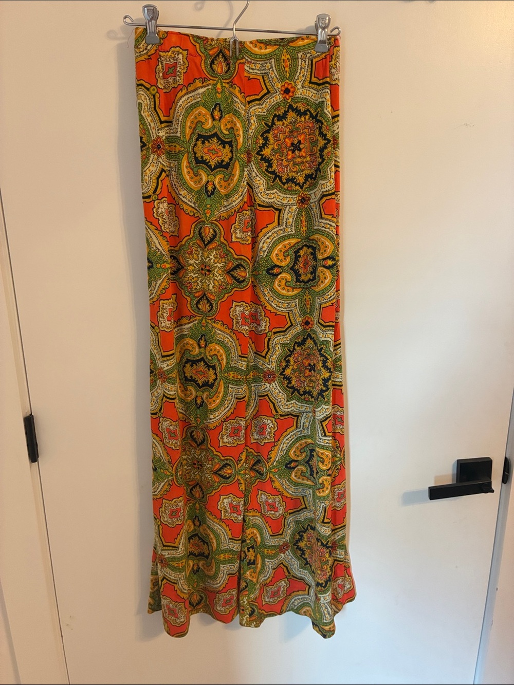 Orange and Green Paisley Wide Legged Pants - Unbranded